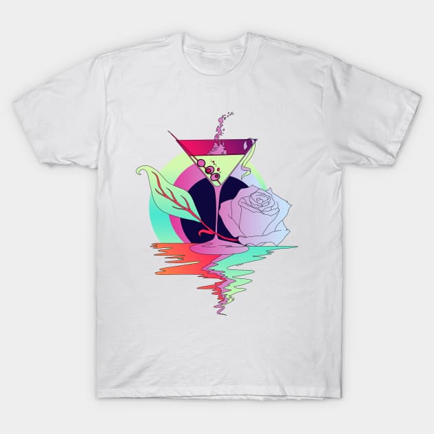 Blue Red Blend Martini and Rose T-Shirt by kenallouis